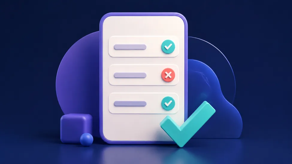 Form Validation in Jetpack Compose A stylized phone form with three input rows, teal confirmation marks, and one coral error mark.