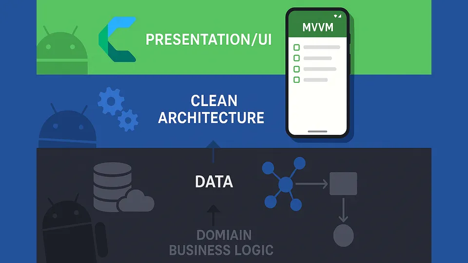Clean Architecture layers with Jetpack Compose and MVVM pattern - the modern approach to scalable Android app development.
